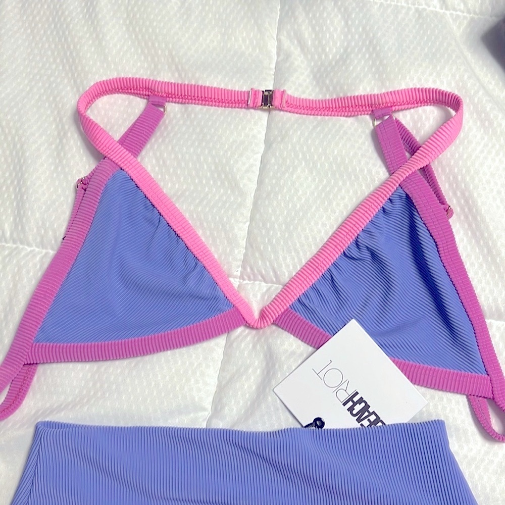 Beach Riot Periwinkle Color block bikini. NWT bottom Small, NWOT top Medium